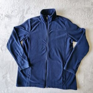 Lands End Fleece‎ Jacket Women Large Polartec Full Zip Sweater Navy Hiking Ski